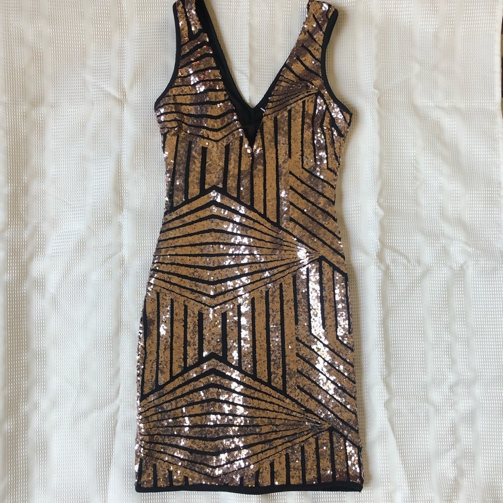 Windsor Black & Gold Sequin Dress Sz.M